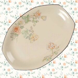Vintage Homer Laughlin Yellowstone Platter Serving Platter Peach & Yellow Roses